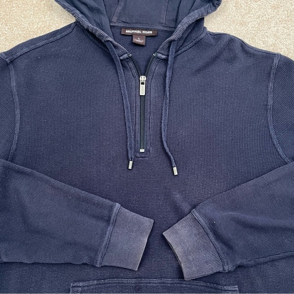 Michael Kors Hoodie Adult Large Black Quarter Zip Pullover Casual Preppy Men - Picture 10 of 15